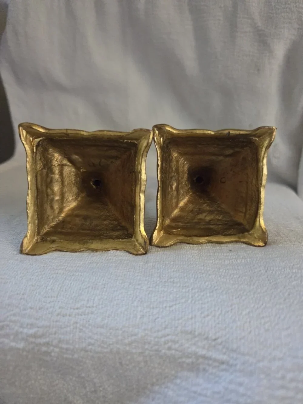 Pair Brass Square Candlestick Holders  Taper Candle Traditional Style 4